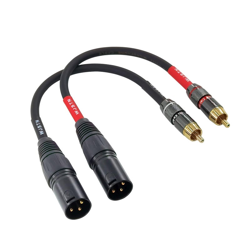 Suanqi RCA to XLR Cable, XLR Male to RCA Male Audio Adapter Cable, 4N OFC 20AWG Shielded Twisted Pair Oxygen-Free Copper Braid Conductors, 2Pack (8 inches) - Image 1