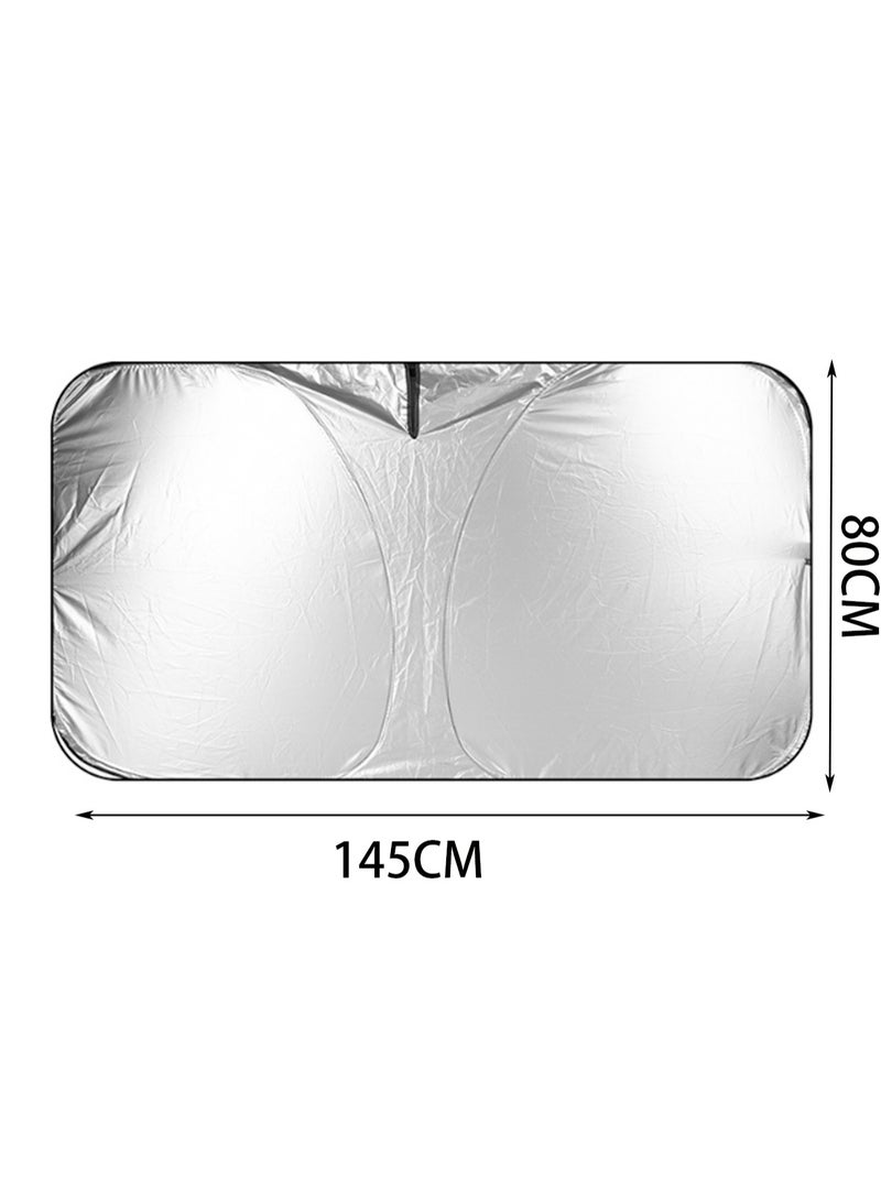 145*80cm Titanium Silver Large Windshield Sunshade Accessories Foldable Sunshade Reflective Blocking Heat Sun Protection Suitable For Cars, Suvs, Commercial Vehicles - Image 2
