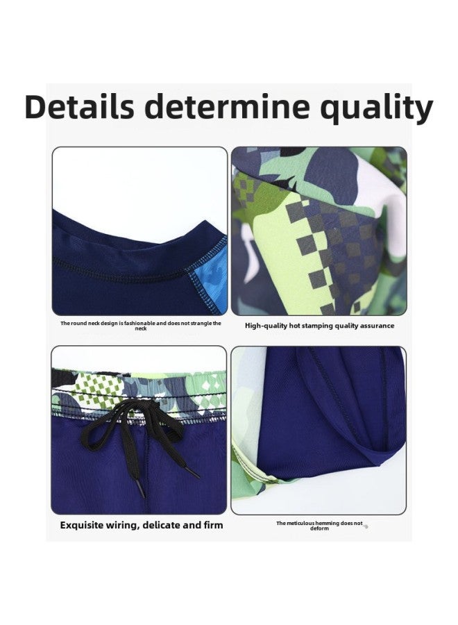 Generic Children's Swimming Suit For Boys Split Middle And Big Children Adolescent Junior High School Boys Professional Quick-drying Swimming Trunks For Fat Boys Suit-Color:9808-Black Leaves-Size:180 Recommended 77.50 Kg-95.00 Kg  - Image 5