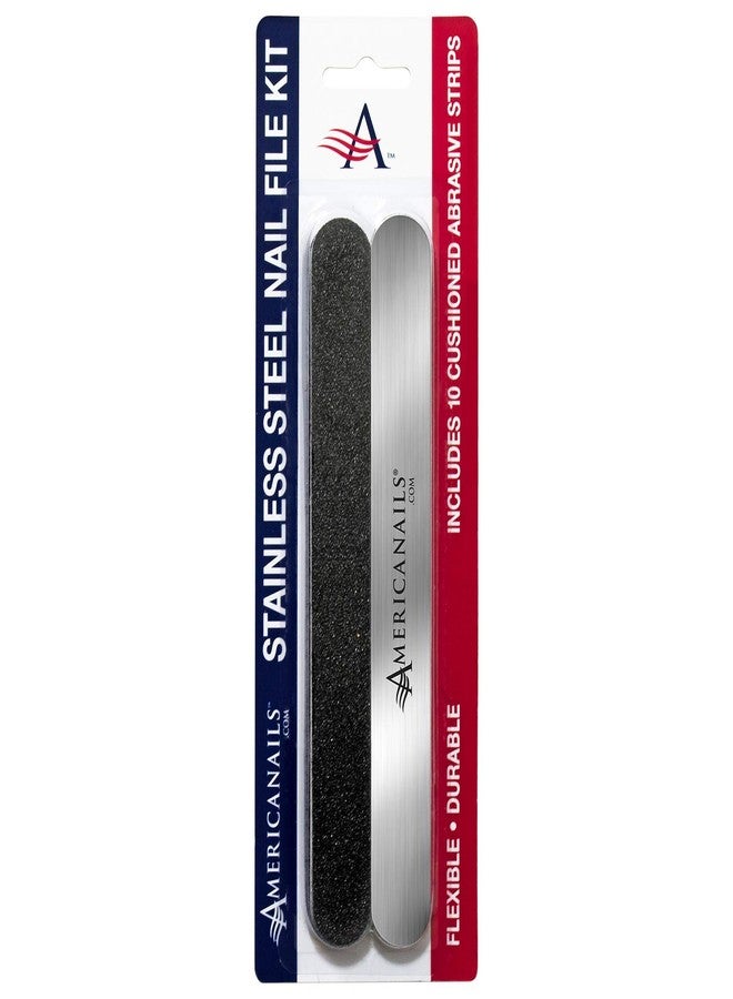 AMERICANAILS .COM Americanails Stainless Steel Nail File Kit with EasyPeel Cushioned Abrasive Strips - Image 1