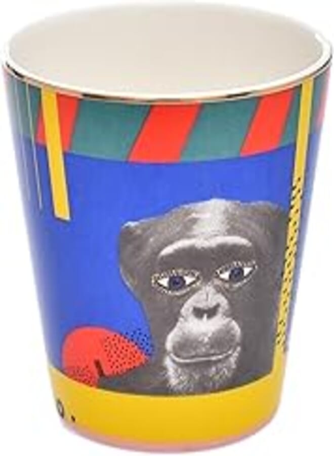 Porland Po-Wl425430-Mo Porcelain Wild Life Monkey Unhandled Mug 320Ml Suitable For Home And Restaurants With Premium Durable Material - Multi Colour