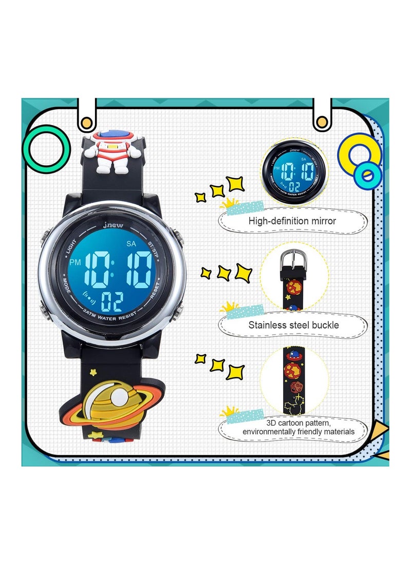 SYOSI - Kids Digital Luminous Watches for Girls Boys 3D Cartoon 7 Color Lights Waterproof Sport Outdoor LED Electronic Wrist Watch with Alarm Stopwatch Wristwatch 3 to 12 Years Children - Image 1