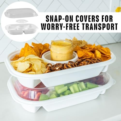 Buddeez Jumbo Divided Serving Tray with Lid - Includes 6 Bins for Party Platter, Snackle Box Container, Fruit and Veggie Tray, Chip - Image 5
