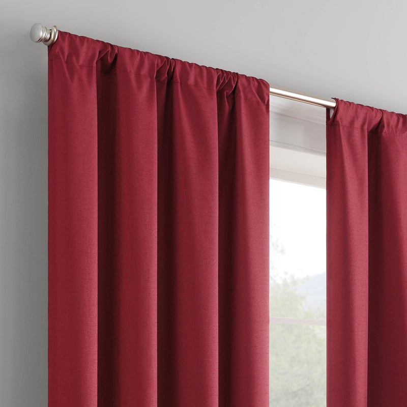 إكليبس Eclipse Kendall Modern Blackout Thermal Rod Pocket Window Startain لغرفة النوم أو غرفة المعيشة (لوحة واحدة) 42 × 63 روبي - Image 4