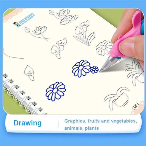 Eclet Magic Book for Kids, Sank Magic Practice Copybook, (4 Book+10 Refill+1 Pen+1 Grip) Number Tracing Book for Pre-Schoolers with Pen, Magic Calligraphy Copybook Set Writing Tool for Kids(A) - Image 2
