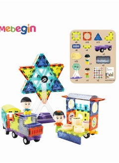 MEBEGIN 100-Piece Kids Magnetic Tiles Toys 3D Magnetic Building Blocks Construction Educational Toys Inspirational Early Enlightment DIY Magnetic Cars Stacking Montessori Toys  - Image 4