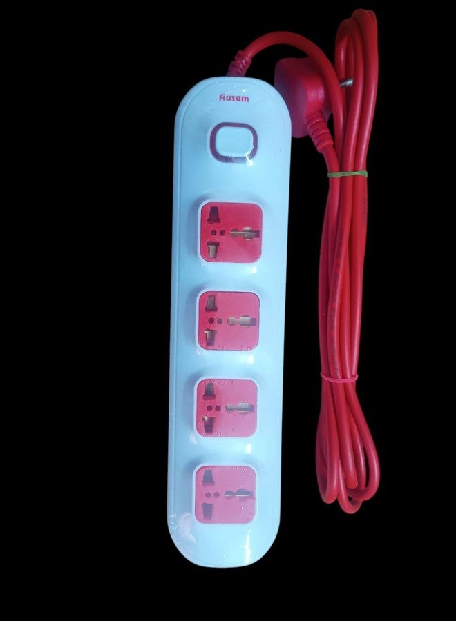 Ausam Multi-Purpose Power Strip, 4 Universal Sockets, 240V, Master Switch, Red and White - Image 3