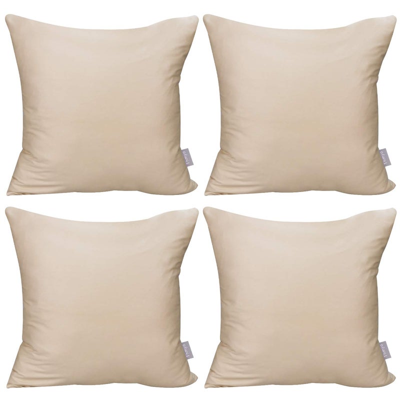 Thmyo 4-Pack 100% Cotton Comfortable Solid Decorative Throw Pillow Case Thmyo Square Cushion Cover Pillowcase Sublimation Blank Pillow Covers DIY Throw Pillowcase for Sofa Bedroom(20x20 inch/ 50x50cm Khaki) - Image 1