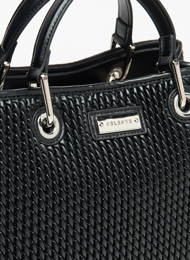 Celeste Women's Textured Tote Bag with Detachable Strap and Flap Closure