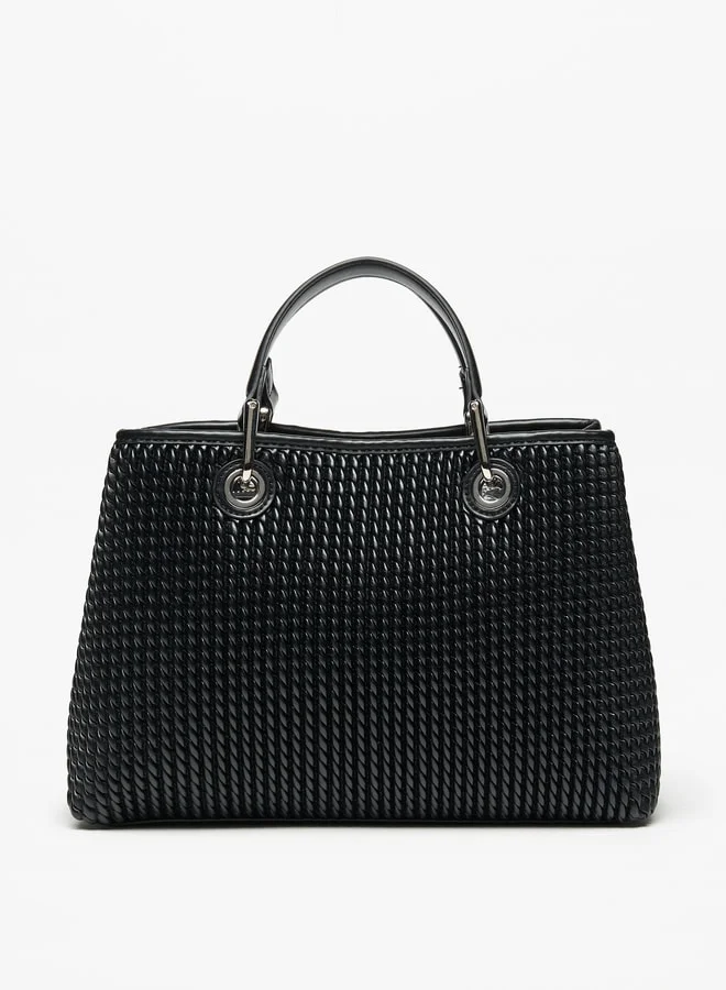 Celeste Women's Textured Tote Bag with Detachable Strap and Flap Closure
