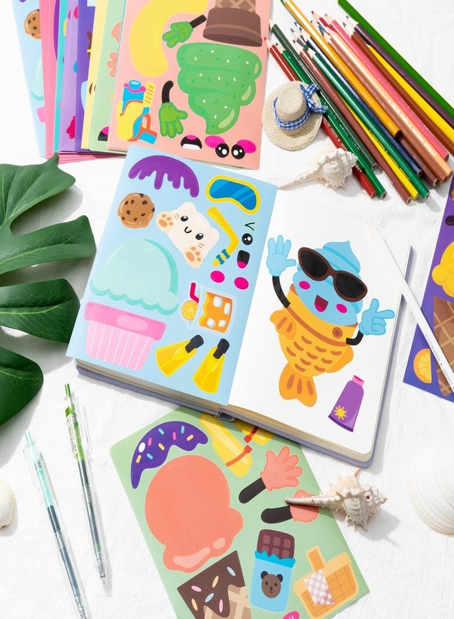 ANGOLIO Summer Face Stickers Party Make a Cute DIY Face Sticker Sheets, Make Your Own Summer Colorful Stickers Games, Sweet Party Party Favors for Girls or Kids (Ice Cream Face Sticker) - Image 5