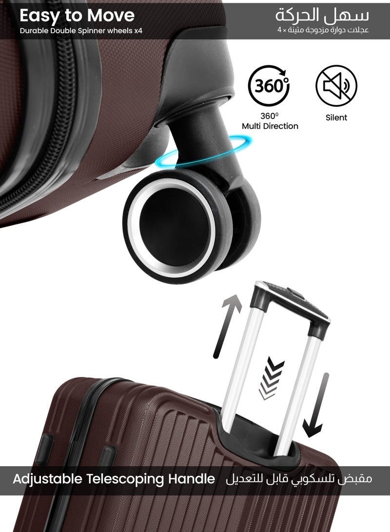 PARAJOHN Popglide Series Set of 2 Luggage | Lightweight Small 10KG & Large 30KG ABS 4 Wheels Trolley Hardsided Travel Suitcase - Coffee - Image 3