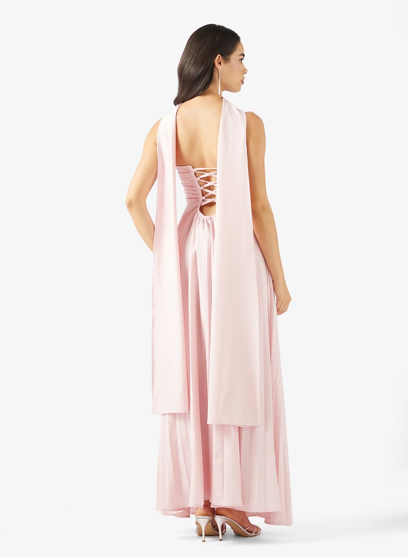 جينجر فستان بليسيه بدون حمالات مع وشاح - Image 2