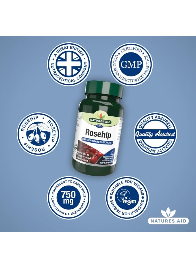 Natures Aid Rosehip 750mg 120 Capsules – High Strength Rosa Canina Extract for Joint Support, 3000mg Equivalent of Dried Fruit, Vegan, Gluten-Free, Vegetarian, No Gummies or Tablets - Image 4