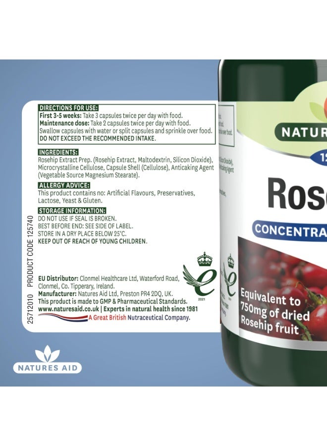 Natures Aid Rosehip 750mg 120 Capsules – High Strength Rosa Canina Extract for Joint Support, 3000mg Equivalent of Dried Fruit, Vegan, Gluten-Free, Vegetarian, No Gummies or Tablets - Image 5
