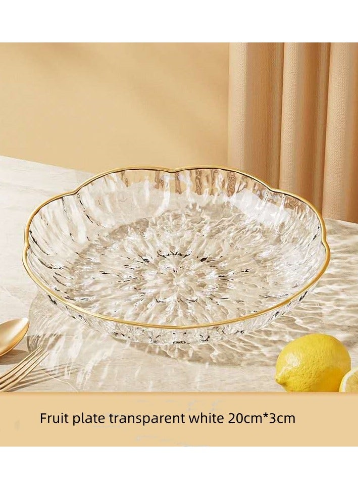 3-pack multi-functional transparent high-end household table hat food-grade snack candy nut plate fruit plate - transparent white (20CM*3CM) - Image 1