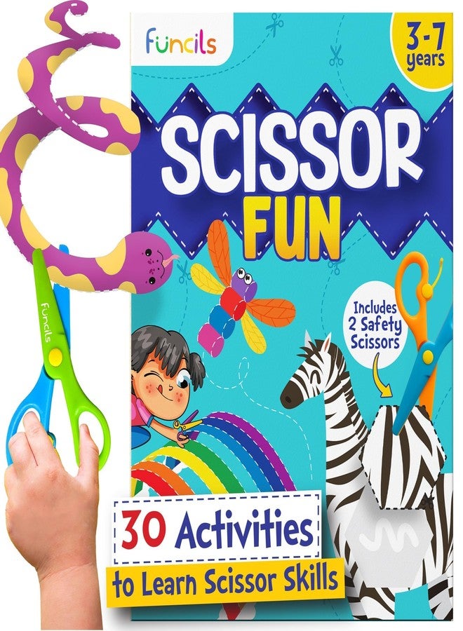Funcils Toddler Scissor Skills - Art Supplies & Crafts Kit for Kids, Safety Scissors, Fine Motor Toys, Montessori Gifts for Boys & Girls Ages 3, 4, 5, 6, 7 Year Old, Preschool Learning Activity Books - Image 1