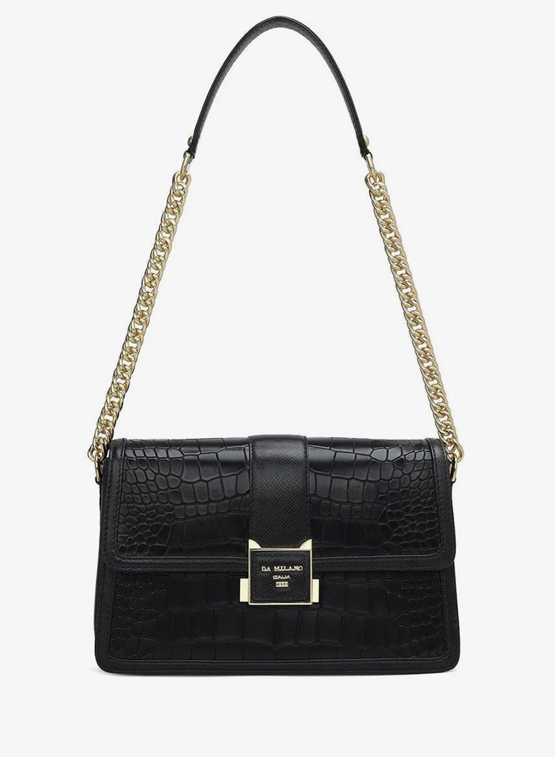 دا ميلانو Genuine Leather Black Sling Bag