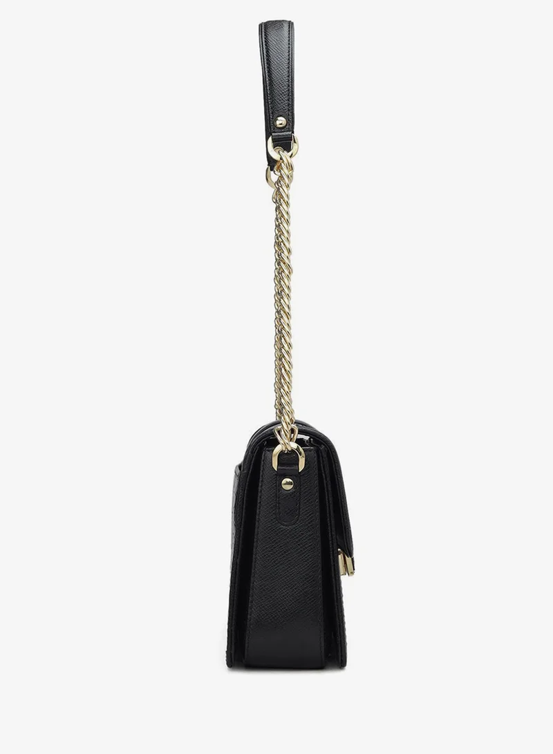 Da Milano Black Da Milano Women's Croco-Embossed Leather Crossbody Handbag with Zip Closure - Black (LB-00870OL) for Women | Best Price UAE