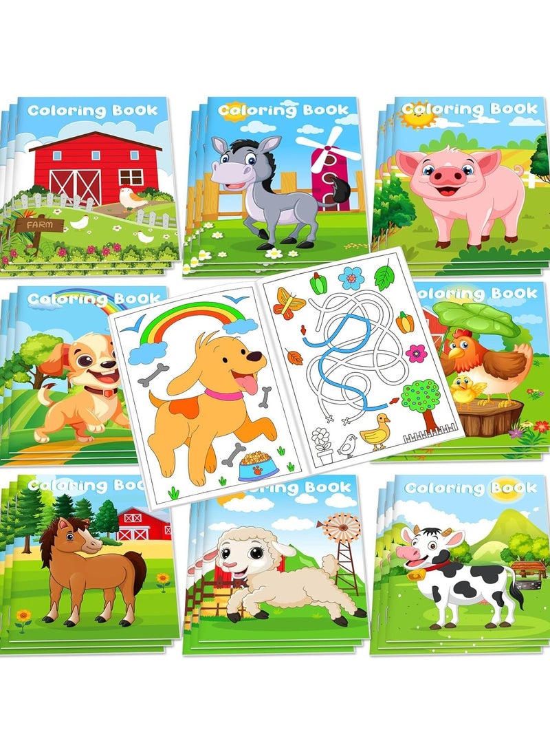 CMGTYYD CMGTYYD 24Pcs Farm Animals Mini Coloring Books for Kids Party Favors Bulk Gift Cows Horses Barns Small Art Drawing Book for Goodie Bags Stuffer for Holiday Birthday Party School Classroom Activity Supplies  - Image 1