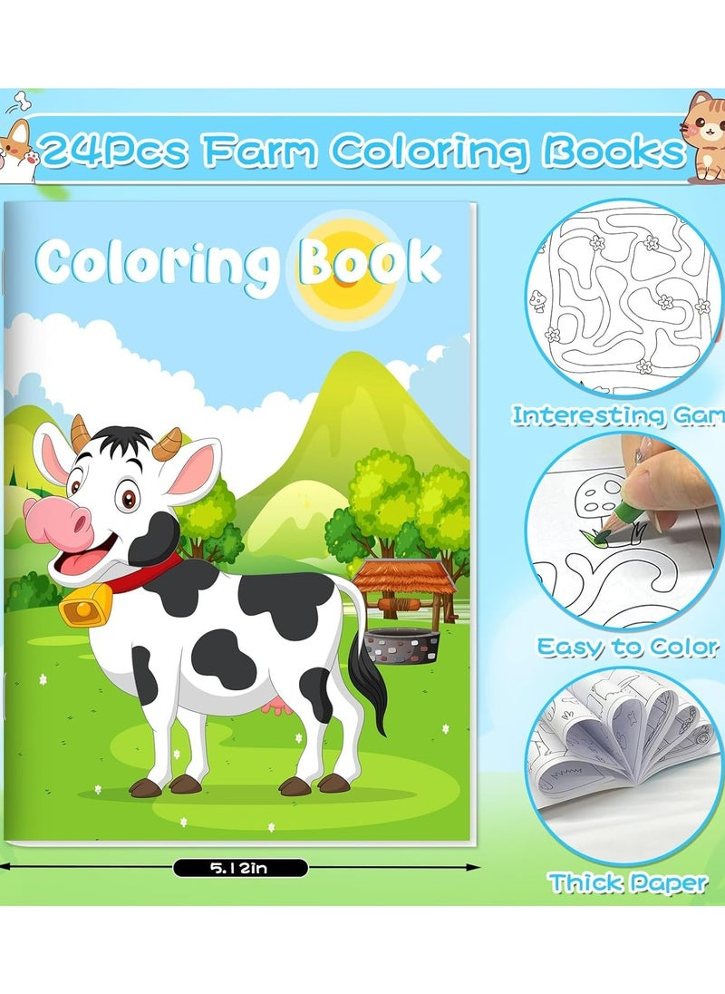 CMGTYYD CMGTYYD 24Pcs Farm Animals Mini Coloring Books for Kids Party Favors Bulk Gift Cows Horses Barns Small Art Drawing Book for Goodie Bags Stuffer for Holiday Birthday Party School Classroom Activity Supplies  - Image 2