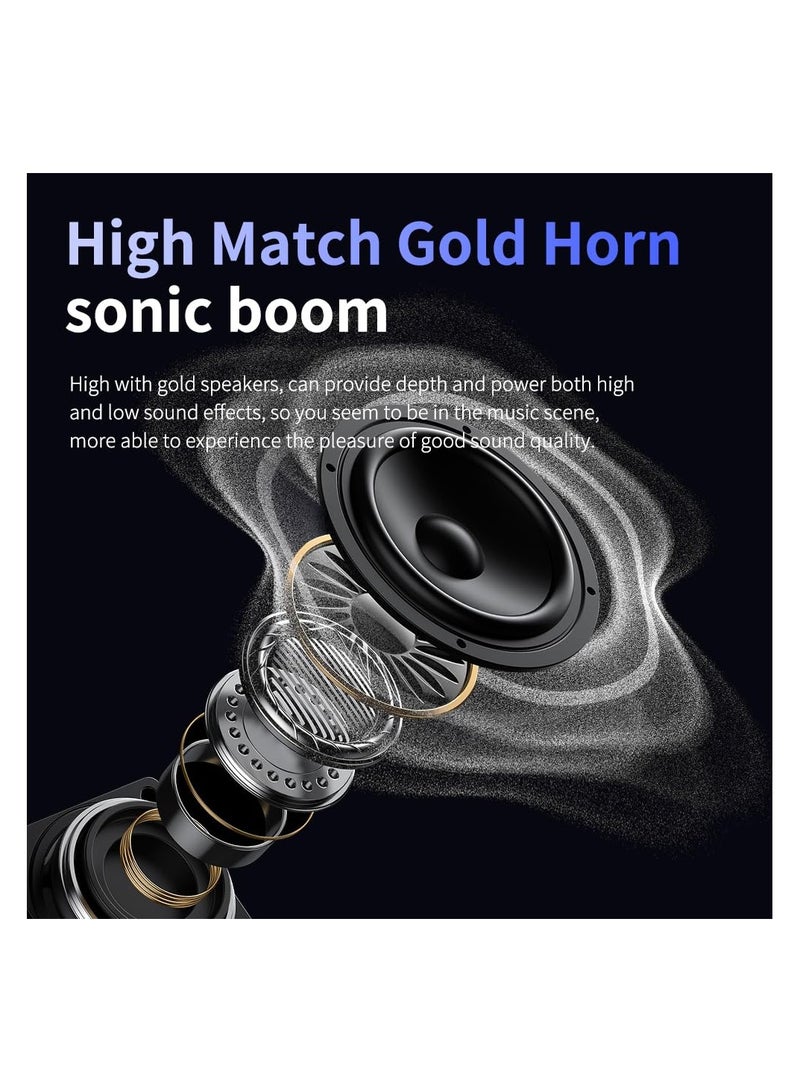 SYOSI Bluetooth Earphones with Microphone and Earhooks, Open Ear Headphones, Bluetooth 5.4, Open Ear Earbuds, 2 in 1 Open Ear Headphones & Bluetooth Speakers, for Workout/Running (Black) - Image 4