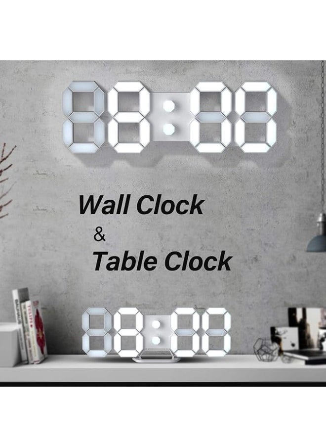 HomKawt 3D Wall Led Alarm Digital Clock White Number Time Clock with Automatic Brightness Adjustable, 12/24 Hr Time/Date Temperature Display, Electric Nightlight Alarm Clock for Modern Home Decoration  - Image 3