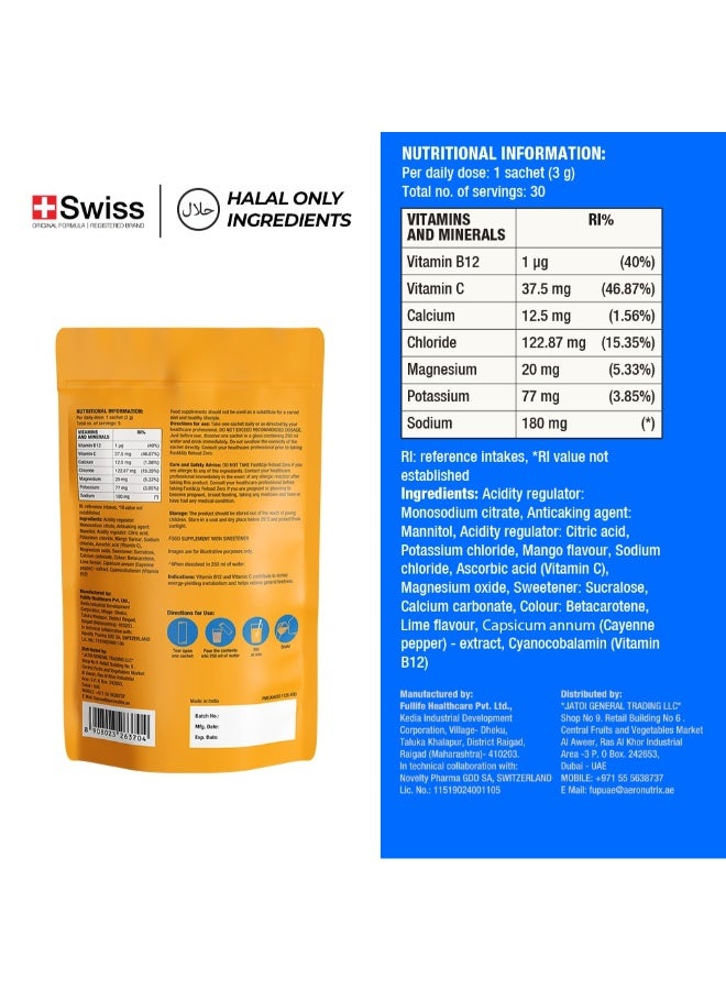 FAST&UP Reload - Zero Sugar Instant Hydration Sticks - Mango Samba Flavour - Pack of 30 - Image 2