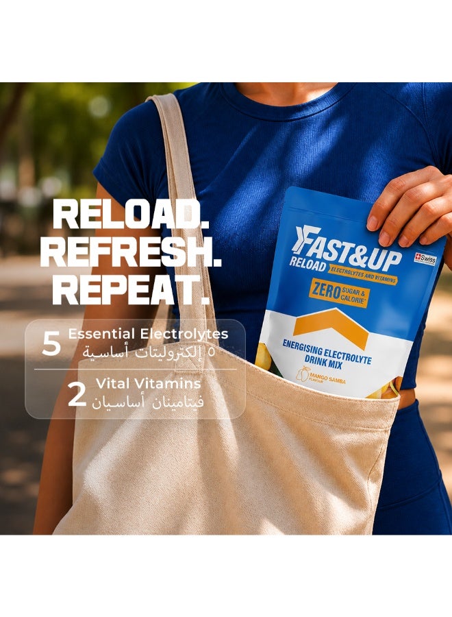 FAST&UP Reload - Zero Sugar Instant Hydration Sticks - Mango Samba Flavour - Pack of 30 - Image 3