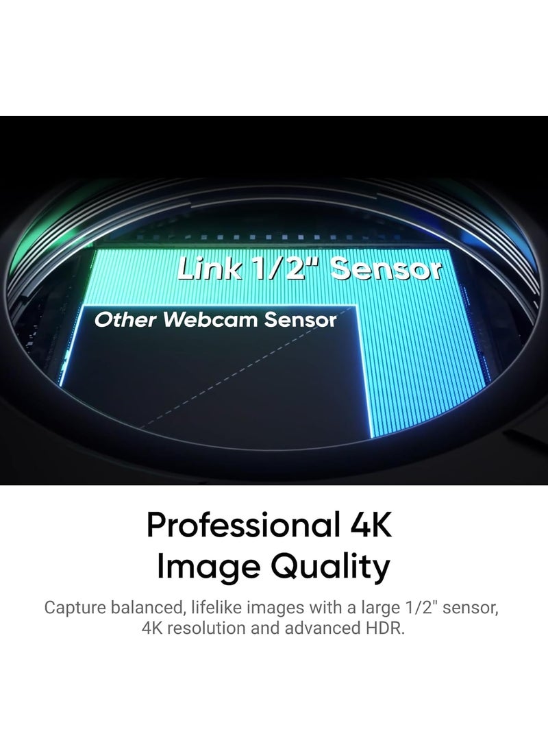 Insta360 Link 2PTZ 4K Webcam with 12 Sensor AI Tracking Gesture Control HDR NoiseCanceling Mic Webcam for Laptop Live Streaming Gaming