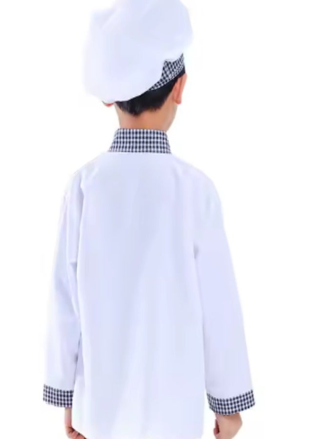 DUNISO Children's chef costume, suitable for boys and girls to wear chef prop costumes, role-playing sets, equipped with aprons, hats, and toy sets, suitable for heights of 110 to 130 centimeters - Image 5
