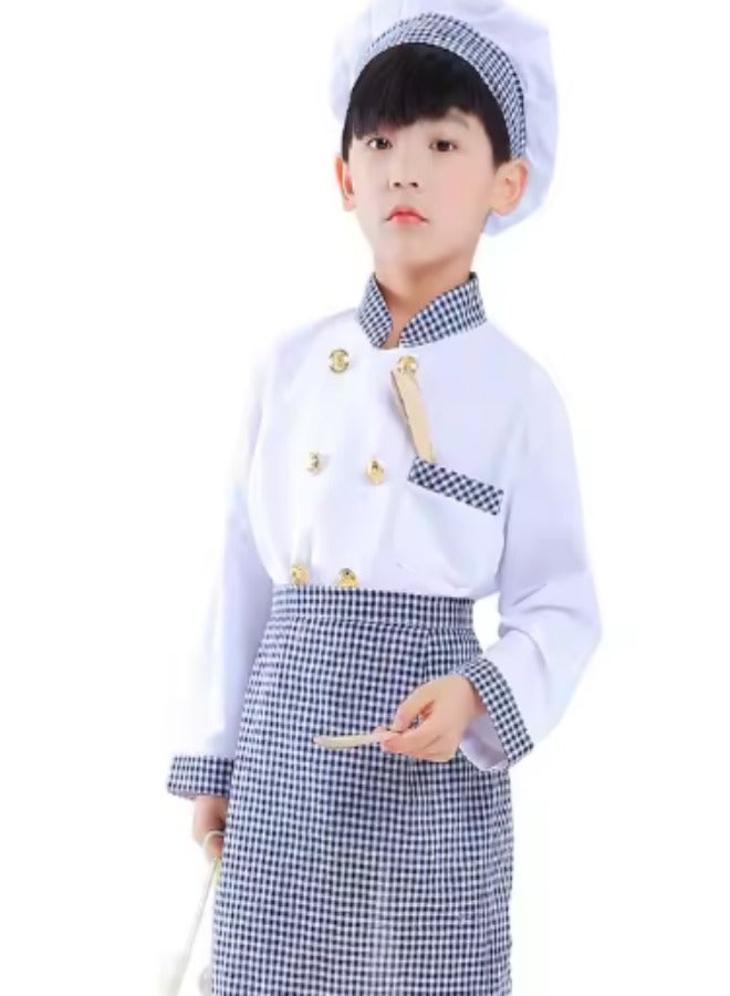 DUNISO Children's chef costume, suitable for boys and girls to wear chef prop costumes, role-playing sets, equipped with aprons, hats, and toy sets, suitable for heights of 110 to 130 centimeters - Image 4