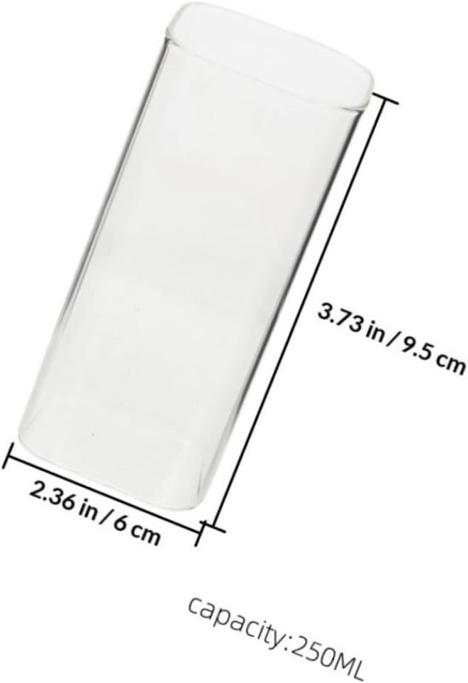 Square Glass Cups 6pcs 250ml Borosilicate Glass Milk and Water Tumblers Heat Resistant Tea Cups for Home Kitchen Use - Image 2