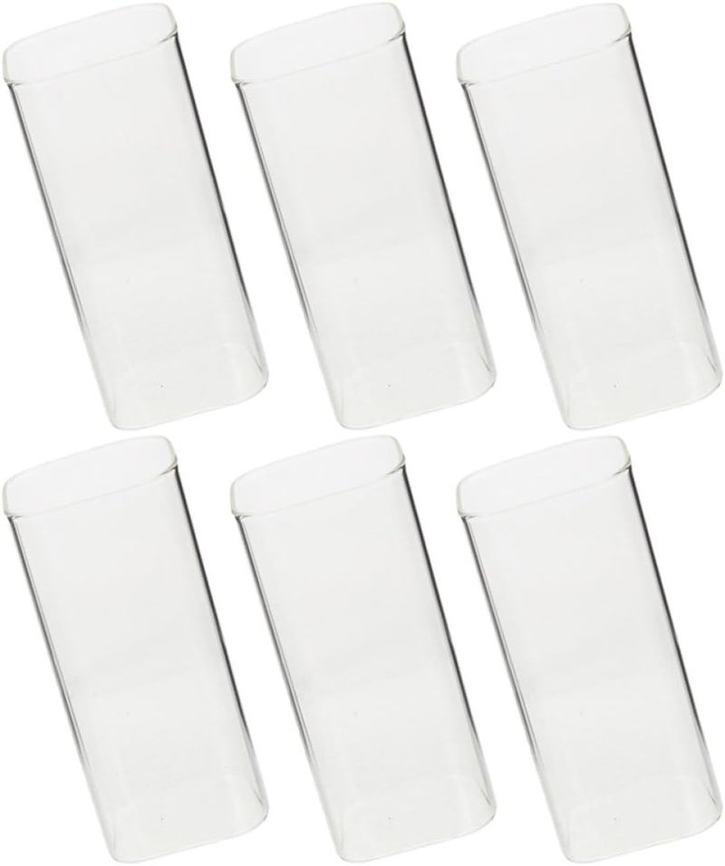 Square Glass Cups 6pcs 250ml Borosilicate Glass Milk and Water Tumblers Heat Resistant Tea Cups for Home Kitchen Use - Image 1
