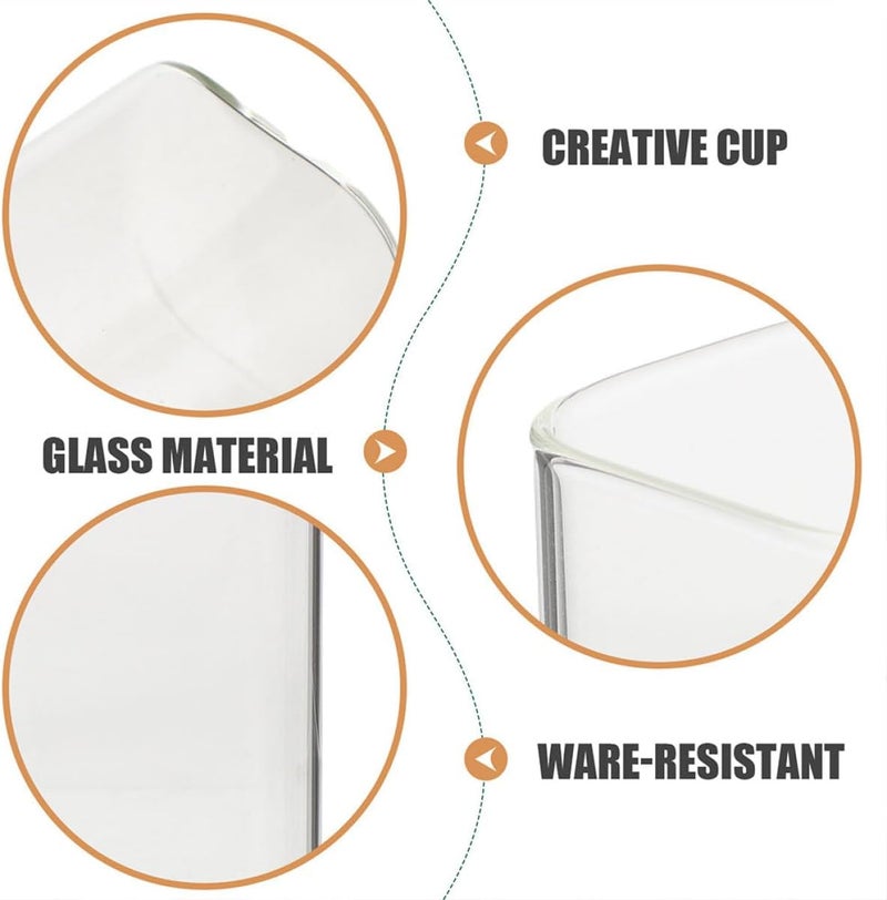 Square Glass Cups 6pcs 250ml Borosilicate Glass Milk and Water Tumblers Heat Resistant Tea Cups for Home Kitchen Use - Image 3