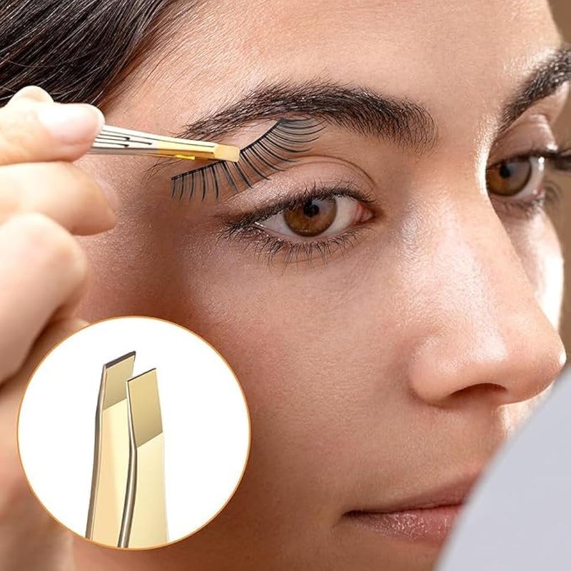 Tweezer - Professional Eyebrow, Facial & Hair Remover - Etched Interior Tip to Grab Hair From the Root-black goldr - Image 5