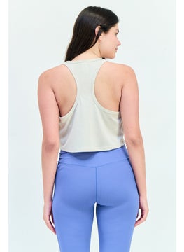 Aerie Offline by Aerie Women Scoop Neck Sleeveless Graphic Printed Cropped Tank Top, Beige  - Image 4