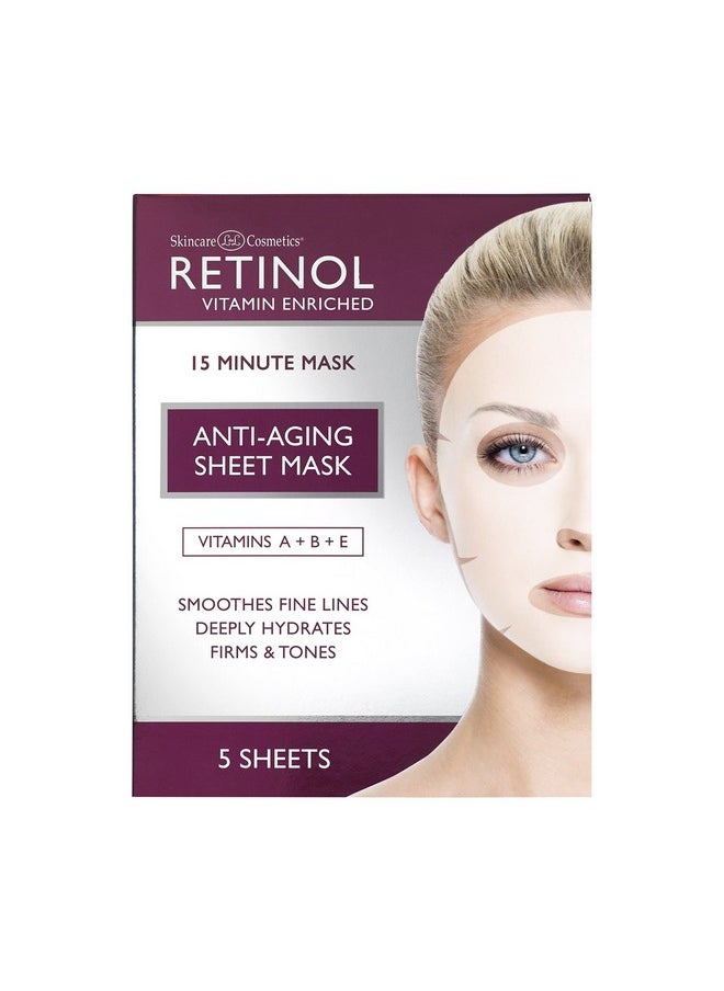 RETINOL - Etinol Antiaging Sheet Mask Hydrating Vitaminenriched 15 Minute Treatment With Collagen Firms Face Exfoliates For Improvement In Tone & Minimizes Fine Lines & Wrinkles For Noticeable Difference - Image 1