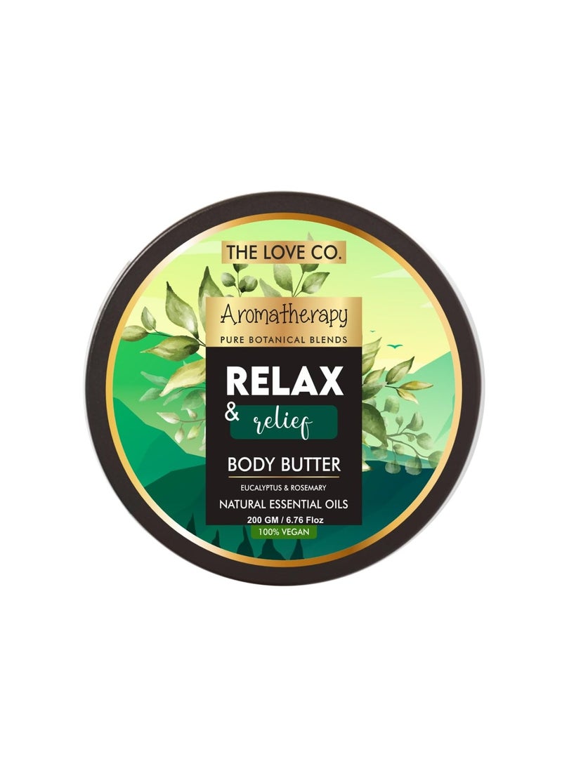 ذا لوف كو. كريم الجسم ريلاكس آند رليف 200 جم – ترطيب مكثف لمدة 48 ساعة بزبدة الشيا النقية، كريم الترطيب الشتوي للبشرة الجافة، ناعم ومغذٍ للنساء - Image 1