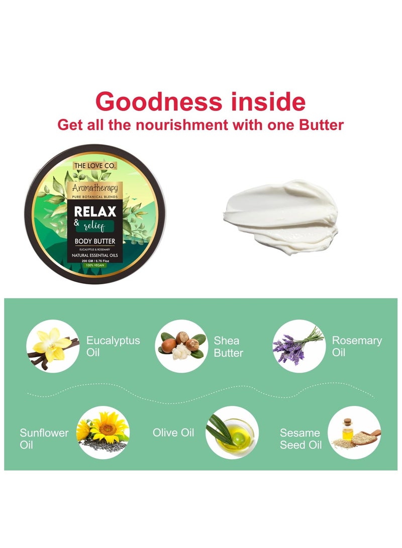 ذا لوف كو. كريم الجسم ريلاكس آند رليف 200 جم – ترطيب مكثف لمدة 48 ساعة بزبدة الشيا النقية، كريم الترطيب الشتوي للبشرة الجافة، ناعم ومغذٍ للنساء - Image 2