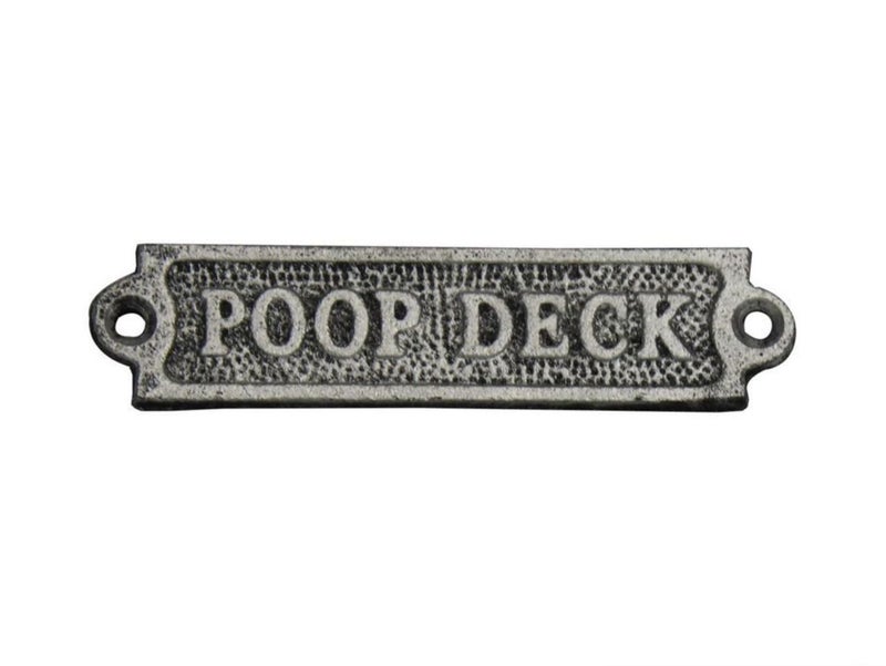 Hampton Nautical Rustic Silver Cast Iron Poop Deck Novelty Door Sign 6 Metal Wall Plaque Metal Wall Art