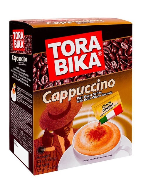 TORA BIKA Cappuccino Rich Foam Coffee with Choco Granule 5 * 25 g