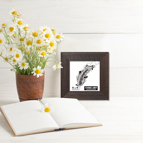 CORE ART 4x4 Picture Frame, Handmade Wood Rustic Brown Photo Frame Set of 2, High Definition Semi-tempered Glass Wall or Tabletop Display - Image 4