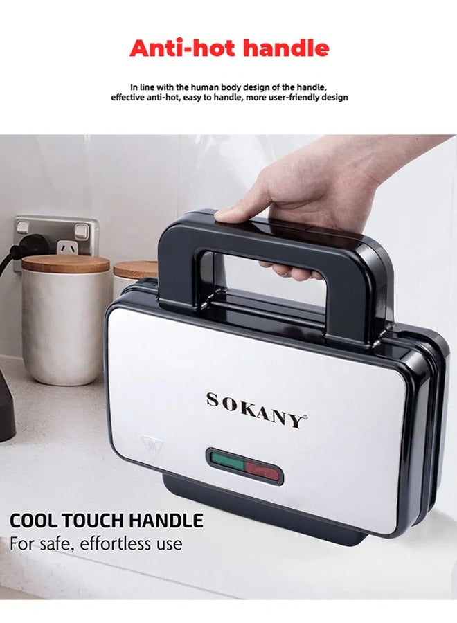 سوكاني ماكينة صنع الوافل الكهربائية ، ماكينة صنع الوافل البلجيكية المربعة 2 شريحة ، تحكم أوتوماتيكي في درجة الحرارة وسطح غير لاصق ، مثالية للإفطار والحلوى والوجبات الخفيفة ، 1000 واط سك-بق-225 - Image 5