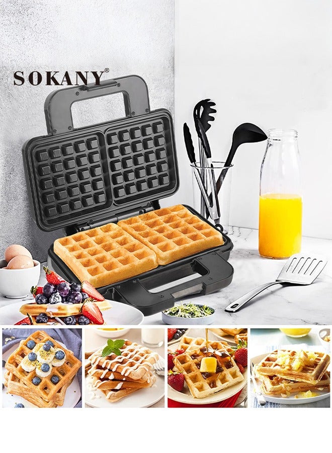 سوكاني ماكينة صنع الوافل الكهربائية ، ماكينة صنع الوافل البلجيكية المربعة 2 شريحة ، تحكم أوتوماتيكي في درجة الحرارة وسطح غير لاصق ، مثالية للإفطار والحلوى والوجبات الخفيفة ، 1000 واط سك-بق-225 - Image 2