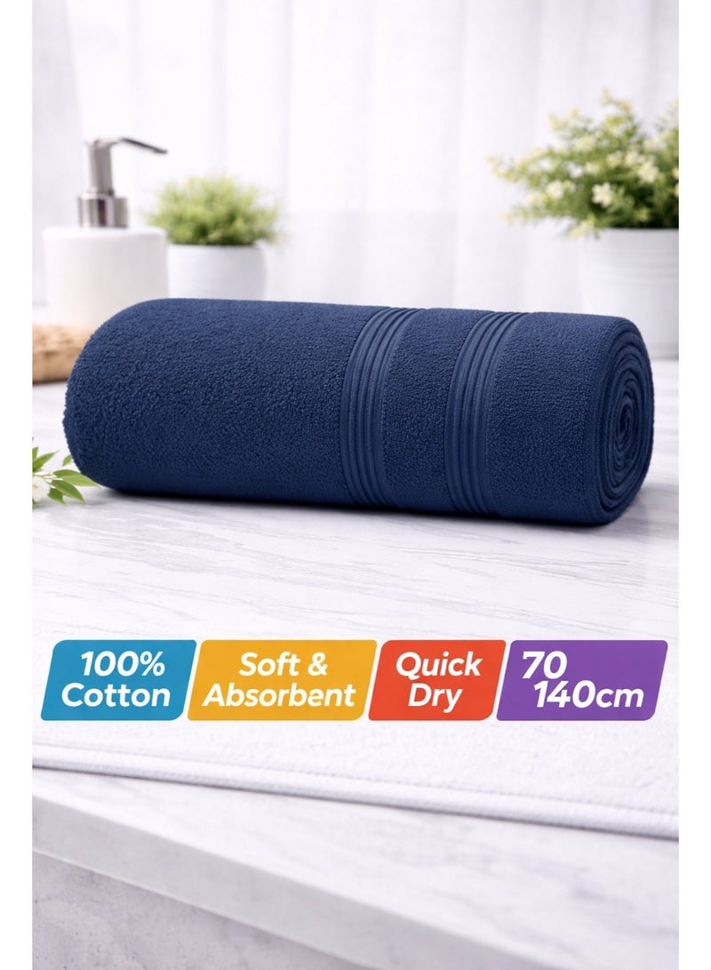 م اكس م منشفة حمام 100% قطن، 600 جرام لكل متر مربع قطن ممتاز، مناشف حمام فاخرة للحمام (أزرق) - Image 1