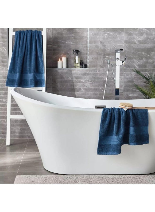 م اكس م منشفة حمام 100% قطن، 600 جرام لكل متر مربع قطن ممتاز، مناشف حمام فاخرة للحمام (أزرق) - Image 2