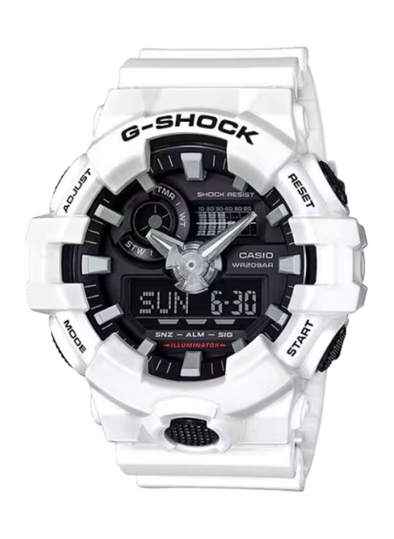 G-SHOCK Casio G-Shock GA-700-7ADR Men's White Resin Watch, Shock Resistant, 200M Water Resistant, LED Light, Analog-Digital Display, Rotating Dial, Outdoor & Sports Watch 