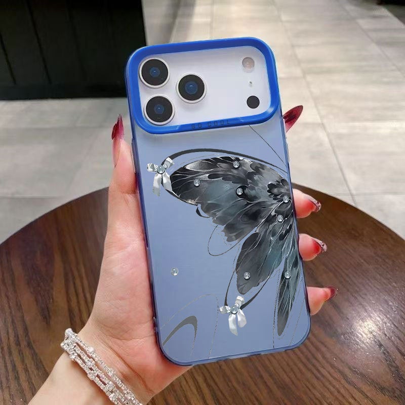 Apple iPhone 17 Pro Max phone case, featuring a beautiful and creative blue butterfly design for shock protection