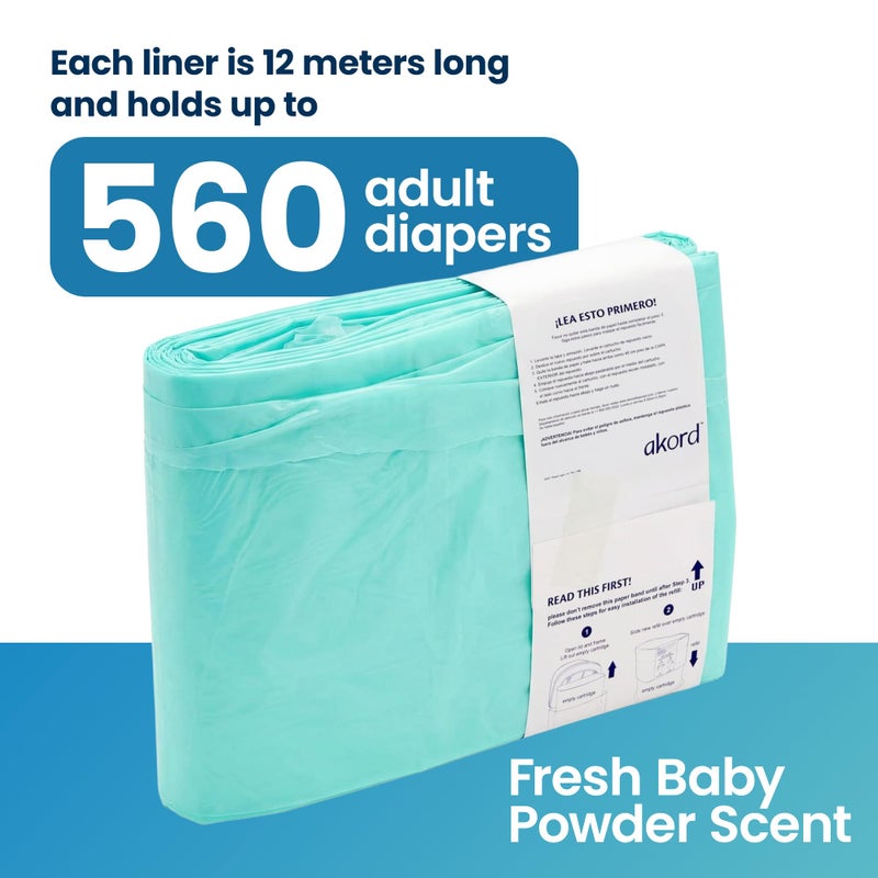 AKORD Janibell Akord 330 Adult Diaper Pail Refill Liners, 2 Count â€“ Fits Akord Diaper Pail, Odor Locking, Easy Cut & Tie, Hands-Free Disposal, Continuous Liner â€“ Each Liner Holds Up to 560 Adult Briefs - Image 4